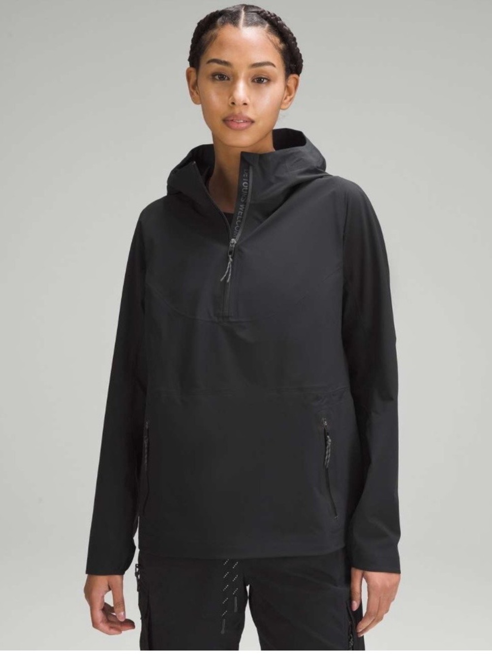 NWOT Lululemon Stretch Waterproof Hiking Half-Zip Pullover Black W4BZ5S size 6